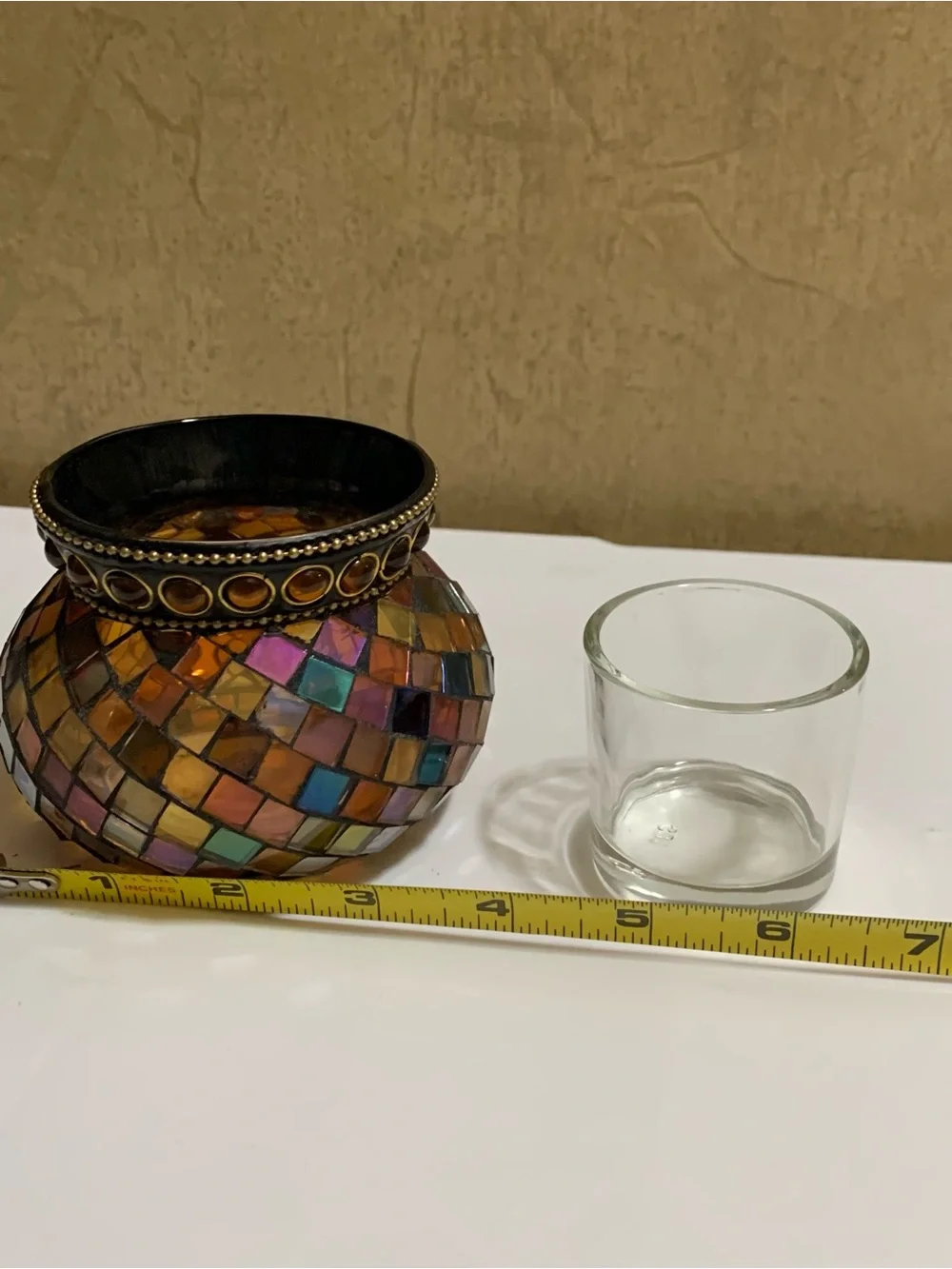 PARTYLITE Global Fusion mosaic glass Votive Candle Holder P8367 NEW in Box
